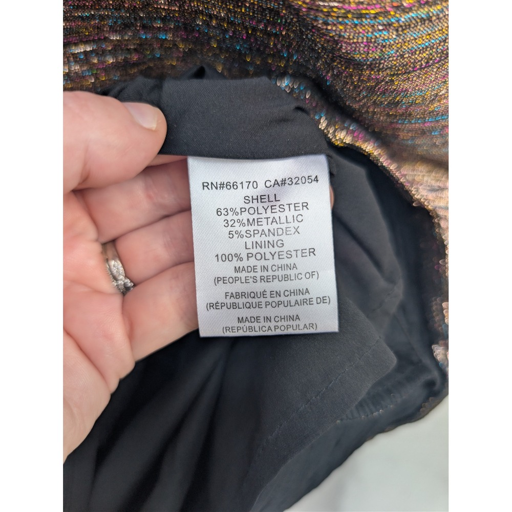 Hutch Anthropologie Metallic Rainbow V-Neck Flutter Sleeve Cocktail Dress 10 - Picture 8 of 10